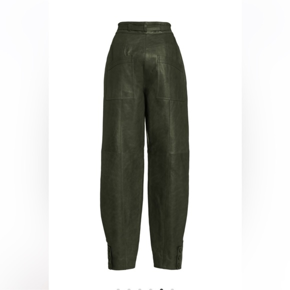 Ulla Johnson Navona High-Rise Leather Pants. Size 8.
Color-Green - Picture 3 of 11